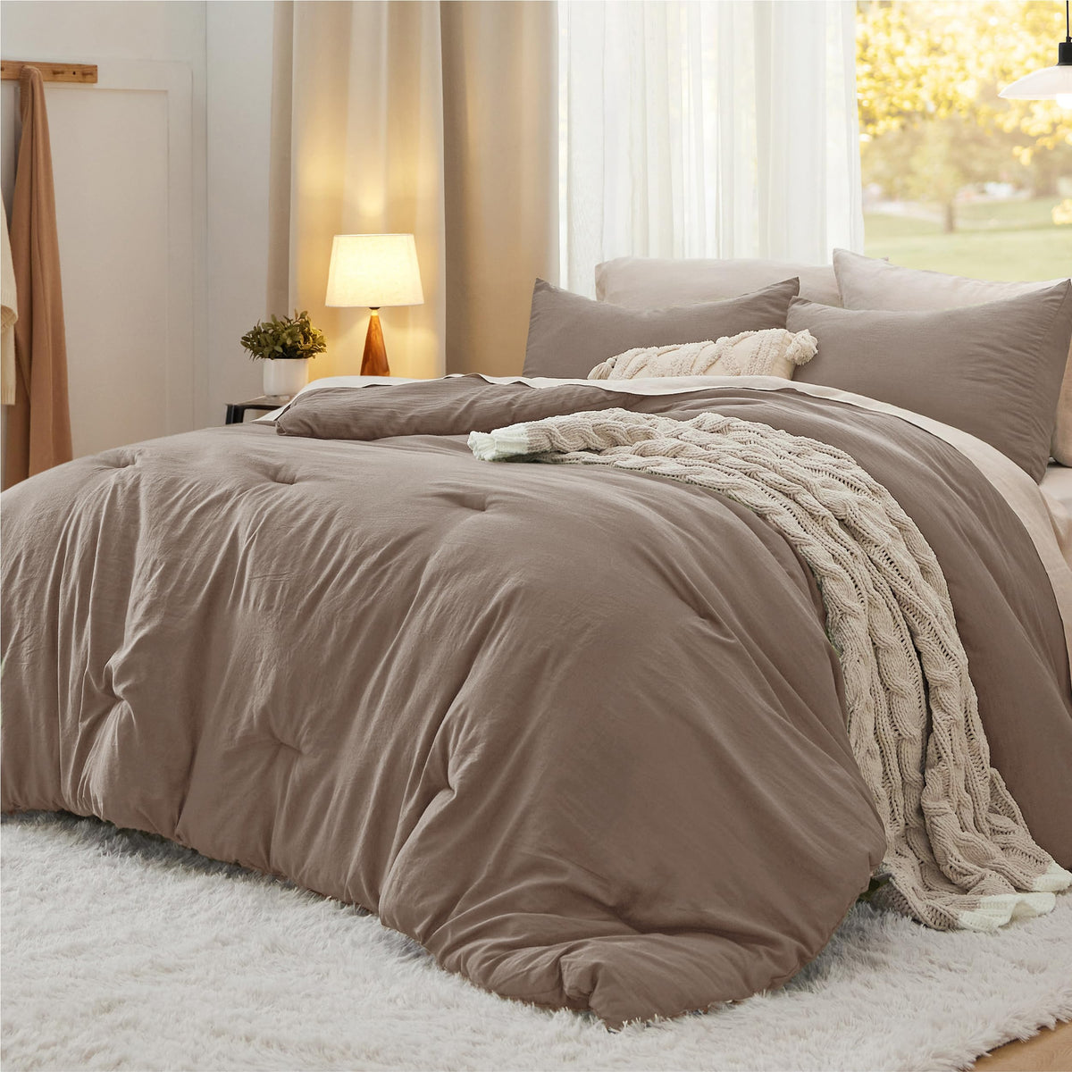 Bedsure Comforter Set Prewashed Soft Bedding Set 3Pcs