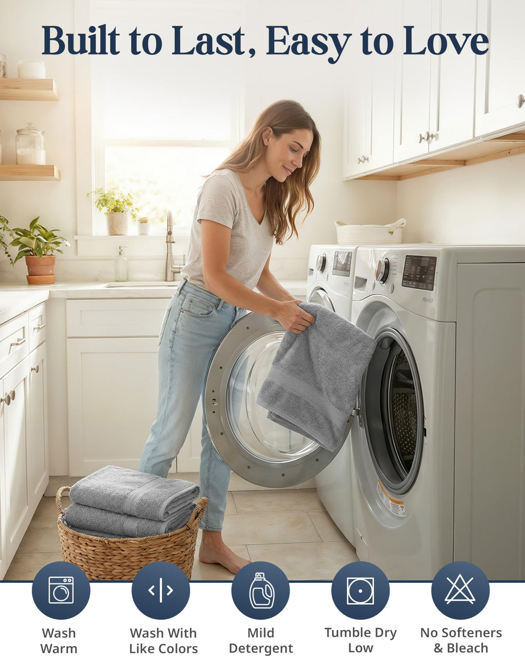 LANE LINEN 100% Ring Spun Cotton Bathroom Towel Set - 6 Piece - Soft, Quick Dry & Highly Absorbent - 2 Bath, 2 Wash Cloths, 2 Hand Towels - Ideal for Guests & Perfect for Bathroom