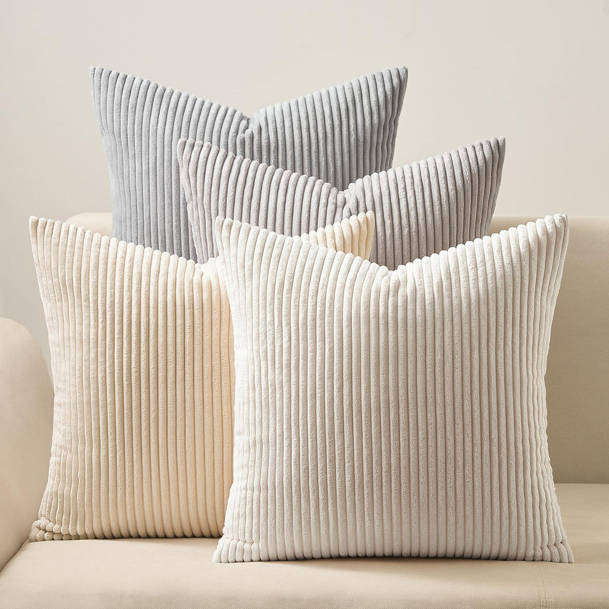 Topfinel Set of 4 Gradient Corduroy Pillow Covers