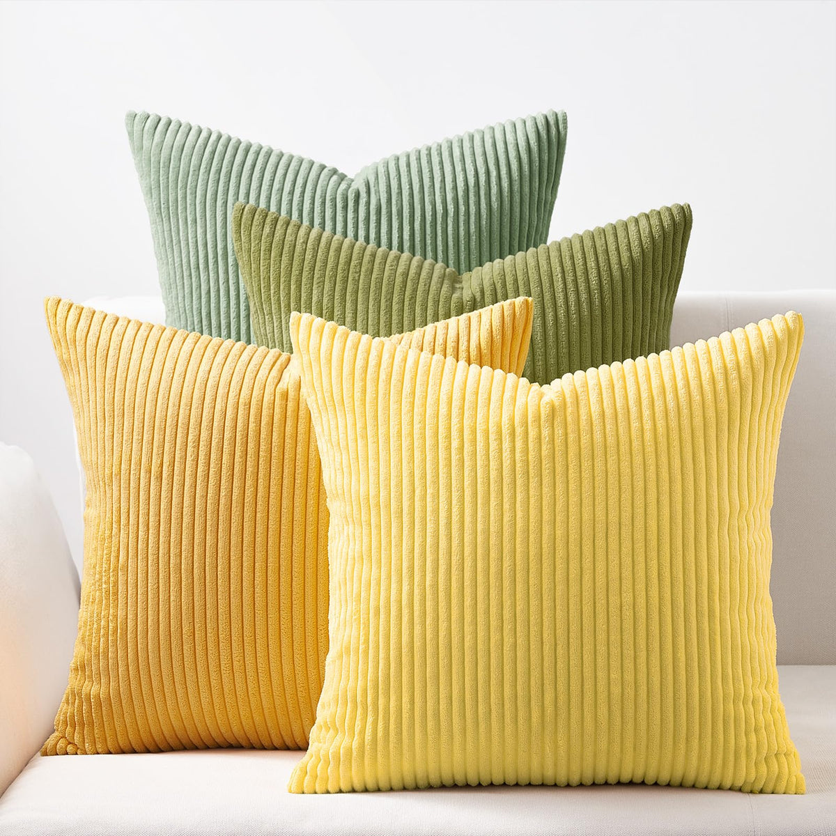Topfinel Set of 4 Gradient Corduroy Pillow Covers