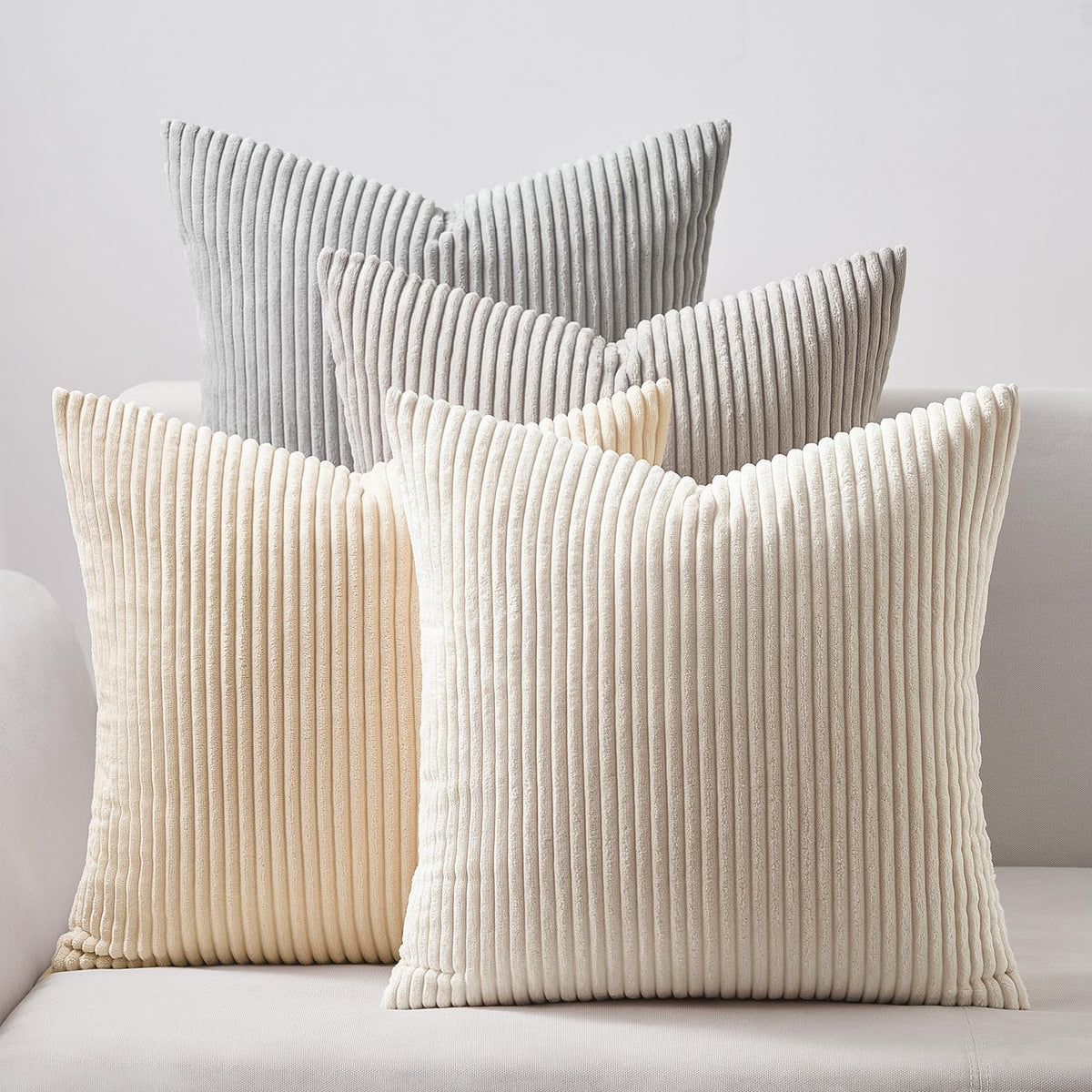 Topfinel Set of 4 Gradient Corduroy Pillow Covers