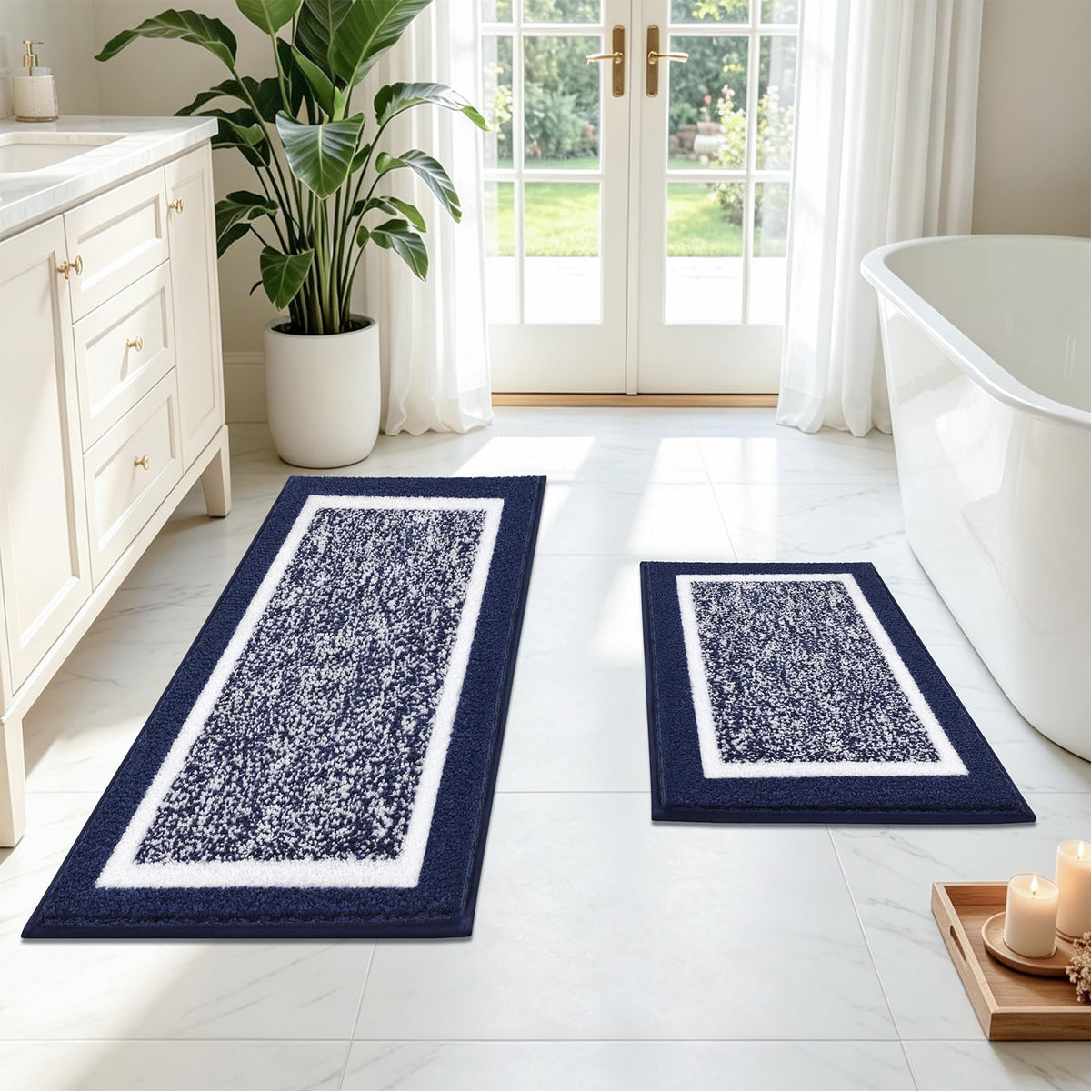 Pauwer Non-Slip Washable Bathroom Rug and Bath Mat Set