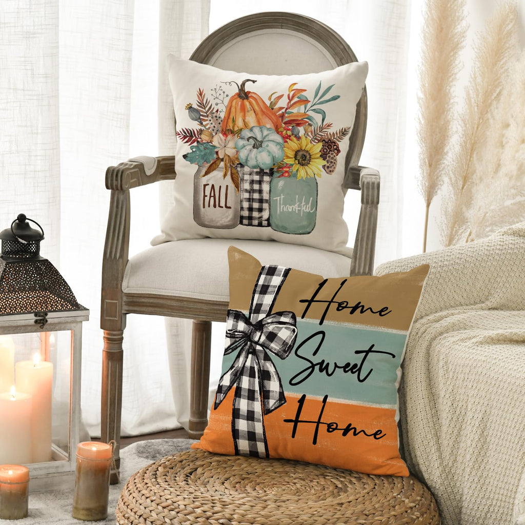 AVOIN colorlife Fall Pumpkin Pillow Covers Set of 4