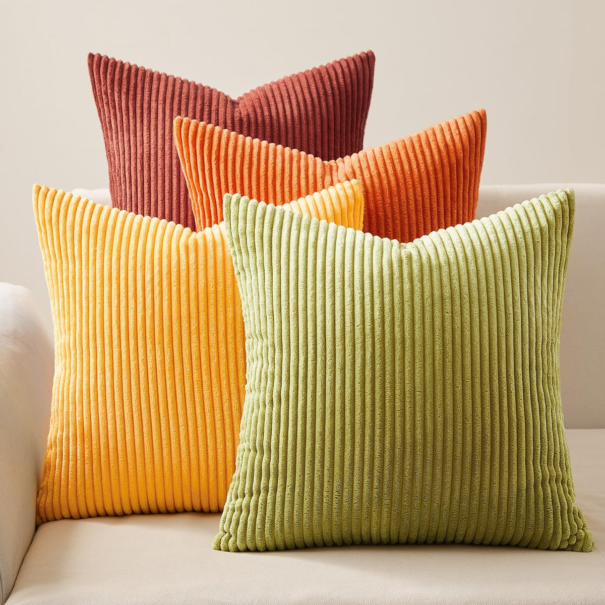Topfinel Set of 4 Gradient Corduroy Pillow Covers