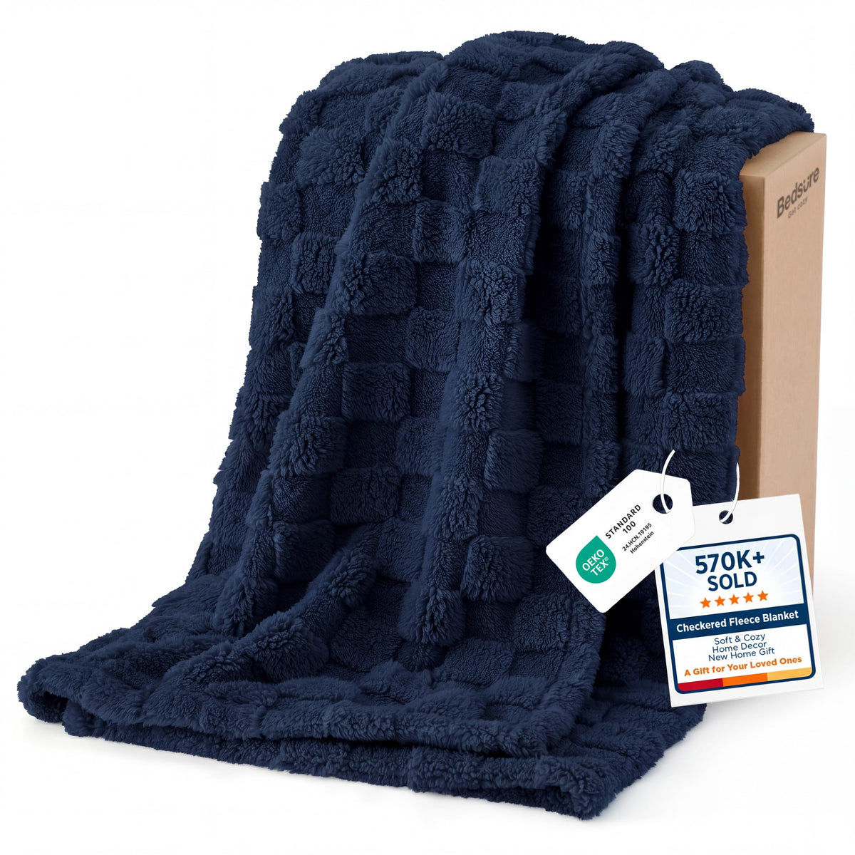 Bedsure GentleSoft Throw Blanket Checkered Fleece Blankets