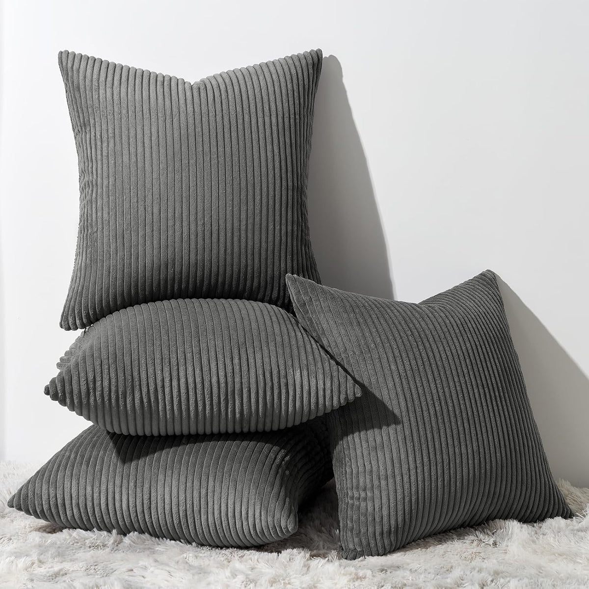 Topfinel Set of 4 Gradient Corduroy Pillow Covers