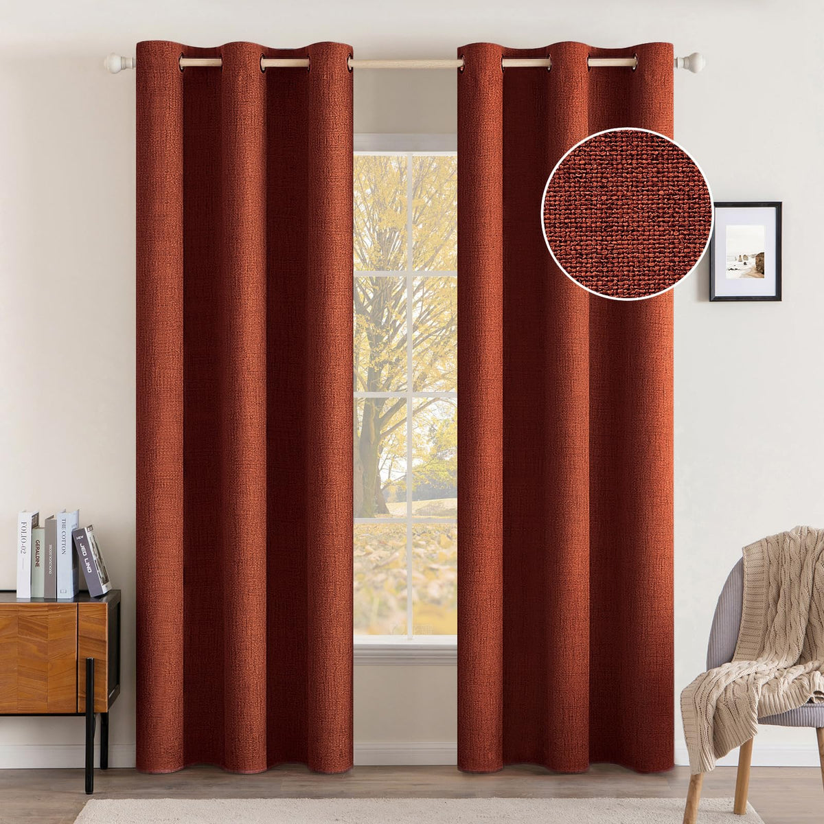 MIULEE Linen-Textured Thermal Insulated Blackout Curtains