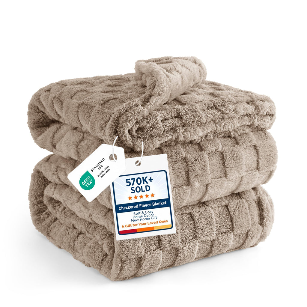 Bedsure GentleSoft Throw Blanket Checkered Fleece Blankets