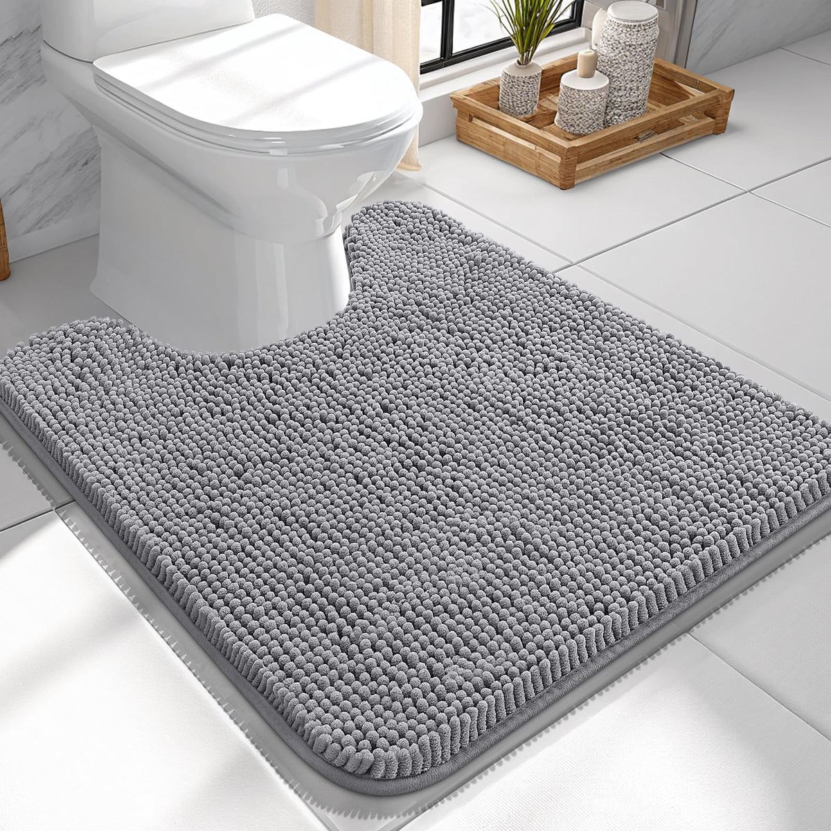 OLANLY Extra-Soft Absorbent Chenille Bathroom Rug Mat