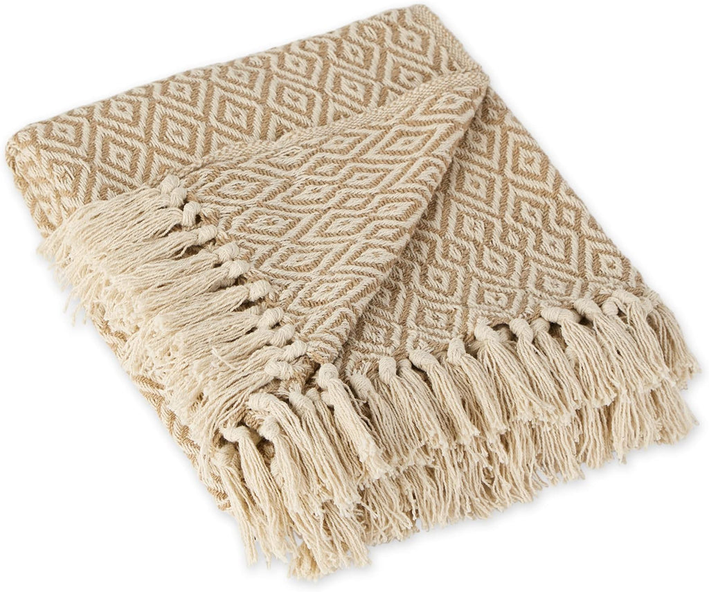 DII Rustic Farmhouse Double Diamond Woven Throw