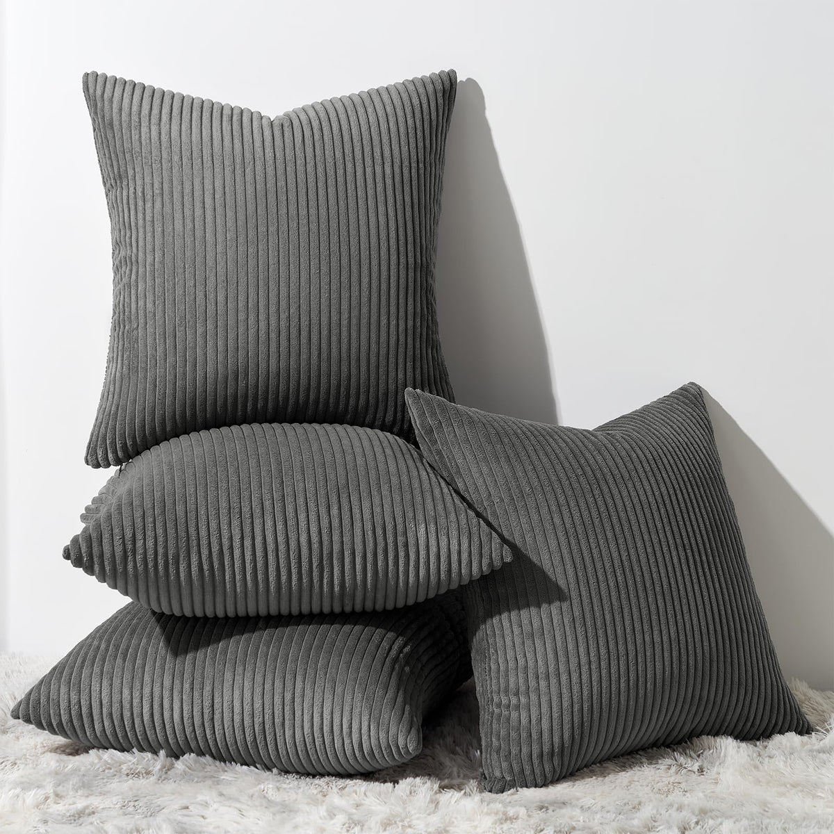Topfinel Set of 4 Gradient Corduroy Pillow Covers