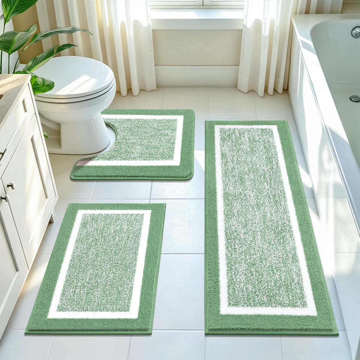 Pauwer Non-Slip Washable Bathroom Rug and Bath Mat Set