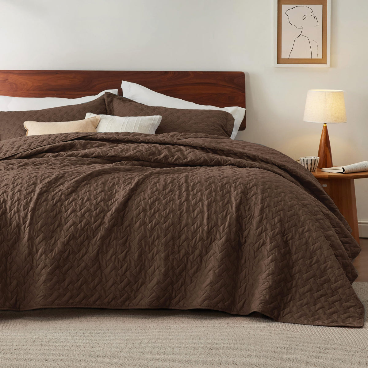 Bedsure Lightweight Basket-Weave Quilt Bedspread Set