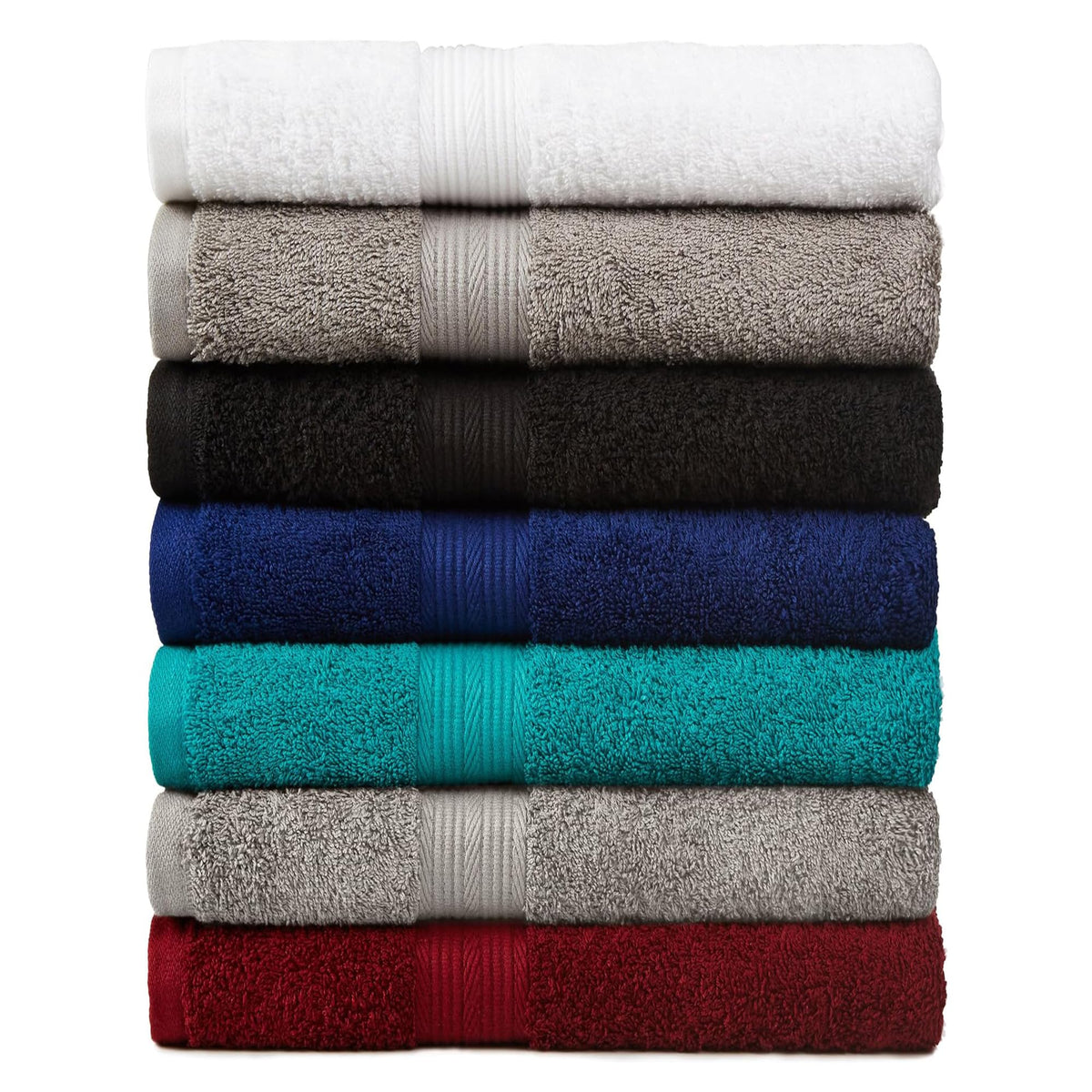 Amazon Basics Oversized Fade Resistant Towel Set, 100% Cotton Towels