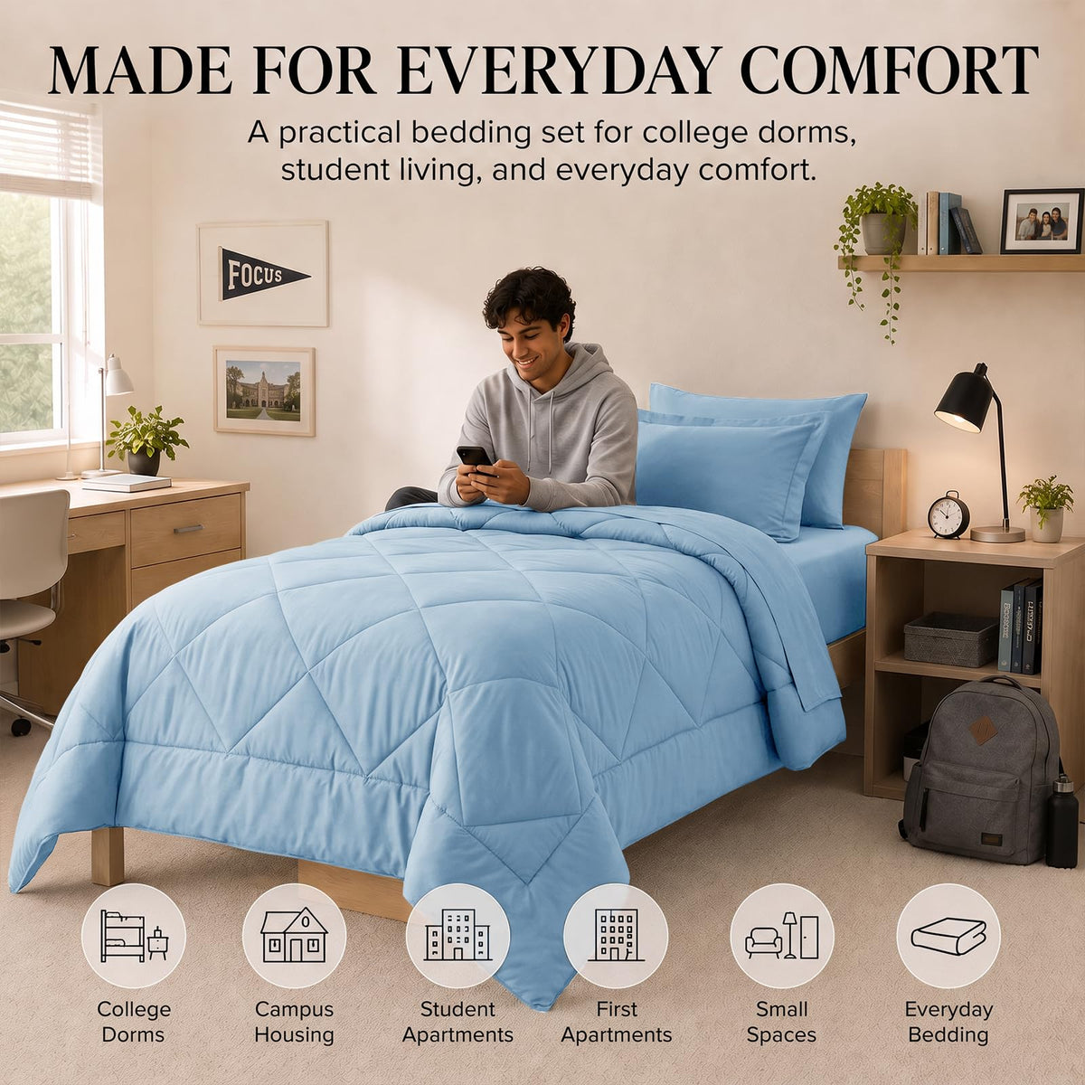 CozyLux Comforter Set, Down Alternative Bedding Set with Sheets, 5/7 Pieces