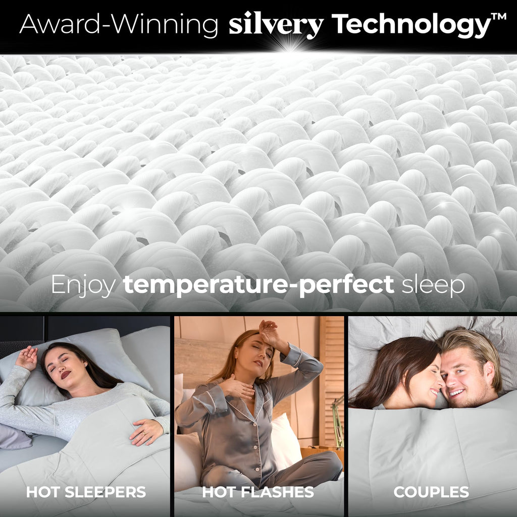 Silvery® Silver-Infused Cooling Comforter – Award-Winning Self-Cooling Blanket for Hot Sleepers with Self-Cleaning Silvery Technology™ for Sweat-Free & Cool Sleep