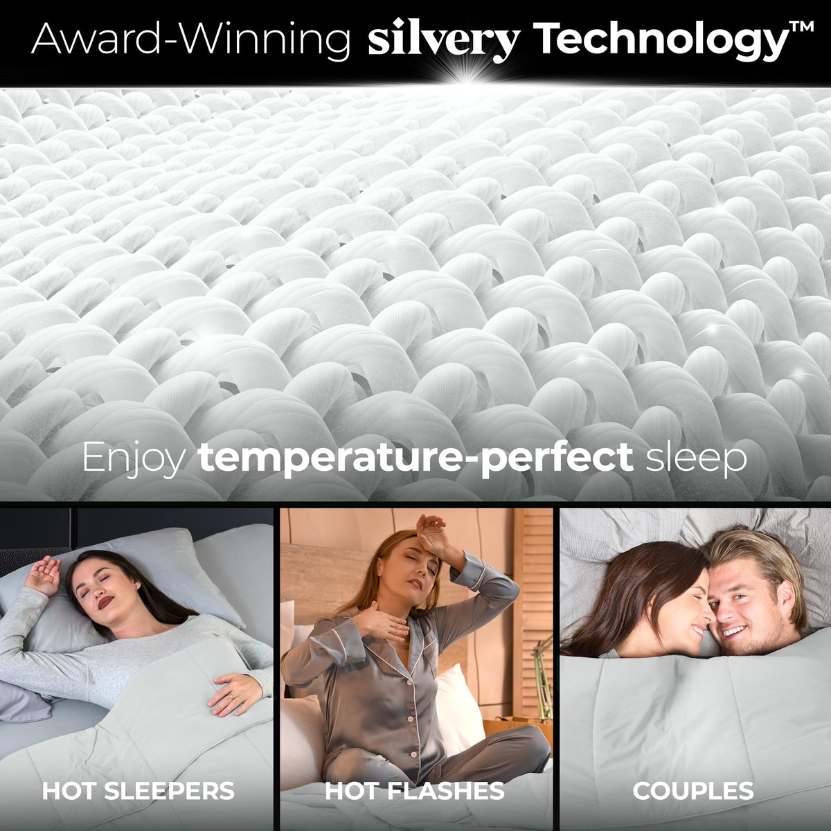 Silvery® Silver-Infused Cooling Comforter – Award-Winning Self-Cooling Blanket for Hot Sleepers with Self-Cleaning Silvery Technology™ for Sweat-Free & Cool Sleep