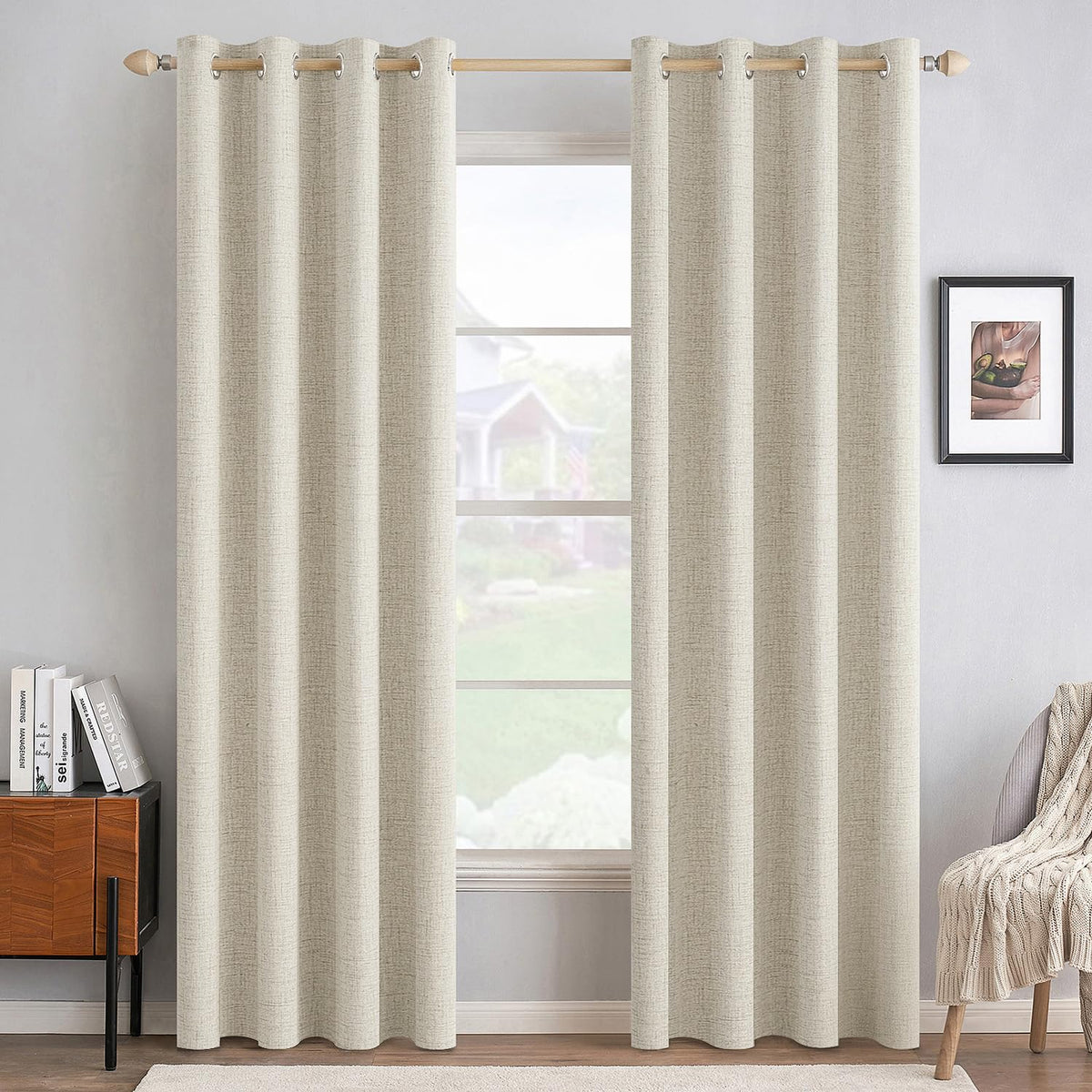 MIULEE Linen-Textured Thermal Insulated Blackout Curtains