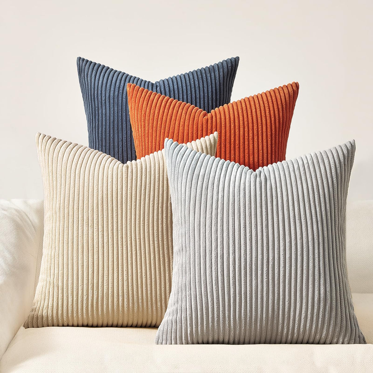 Topfinel Set of 4 Gradient Corduroy Pillow Covers