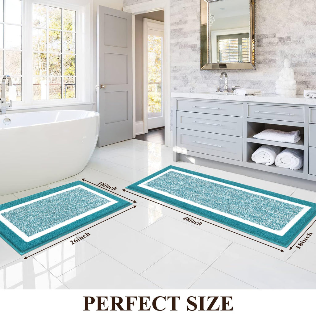 Pauwer Bathroom Rug Set, Non Slip Washable Bath Mat Set