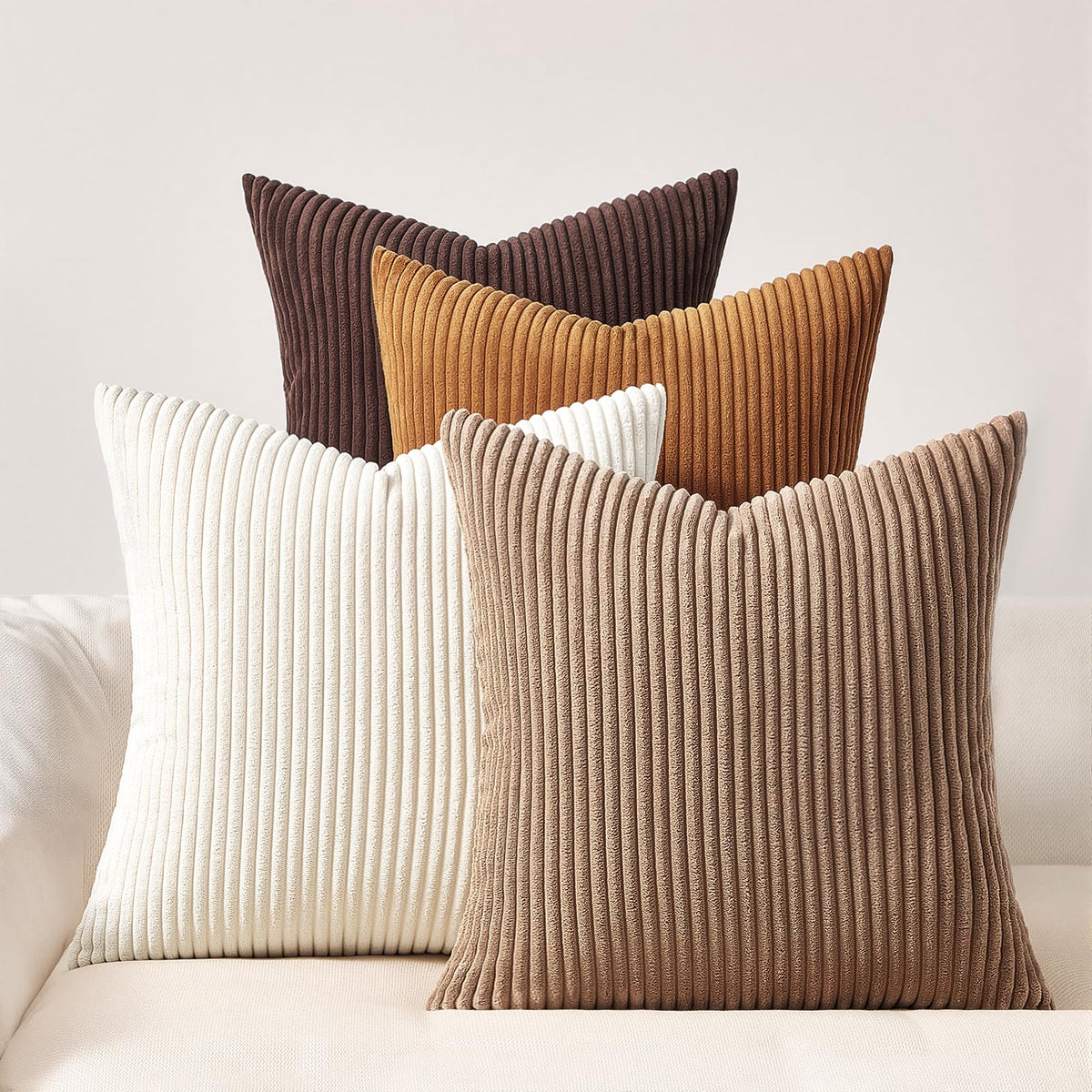 Topfinel Set of 4 Gradient Corduroy Pillow Covers