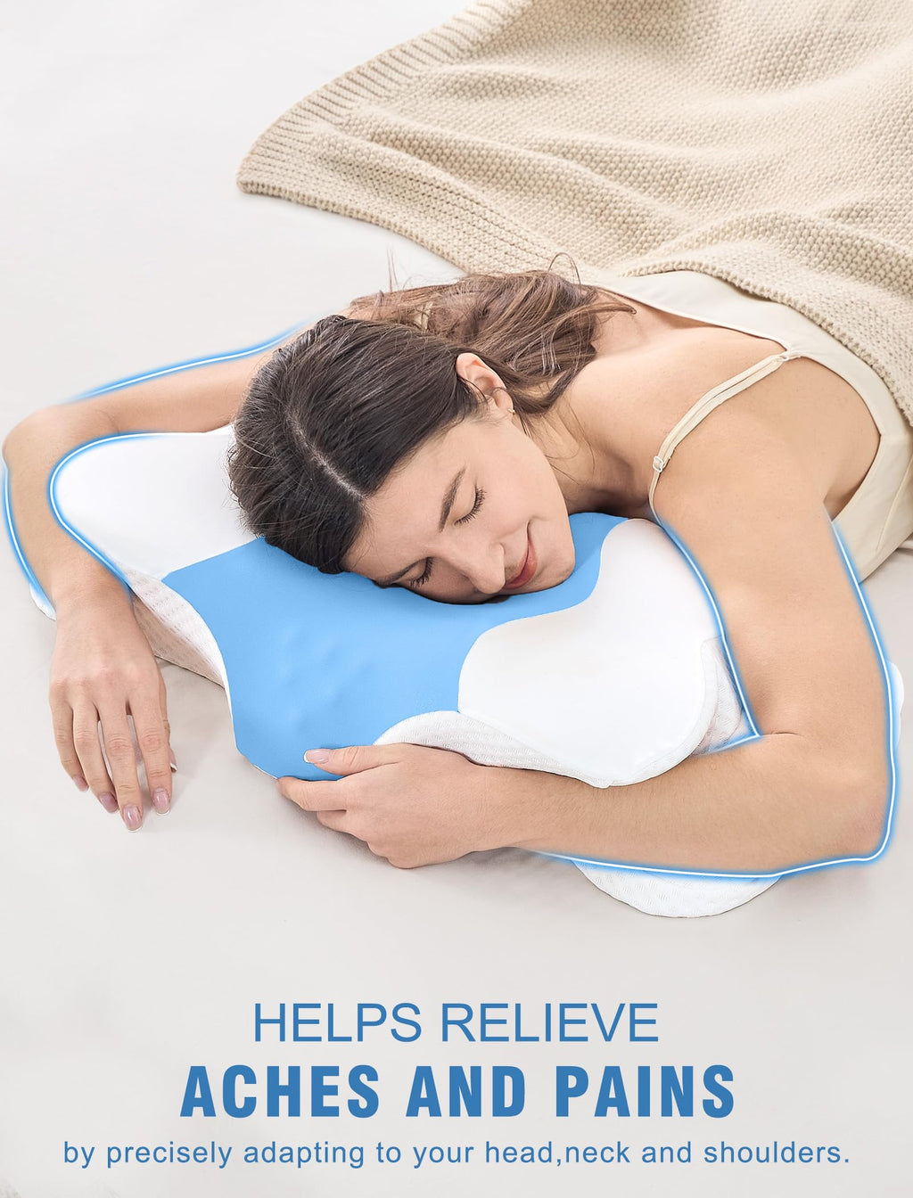 Cervical Neck Pillow for Side and Back Sleepers – Ergonomic Contour Memory Foam Pillow with Adjustable Height, Breathable Washable Cover, Neck Support for Better Sleep