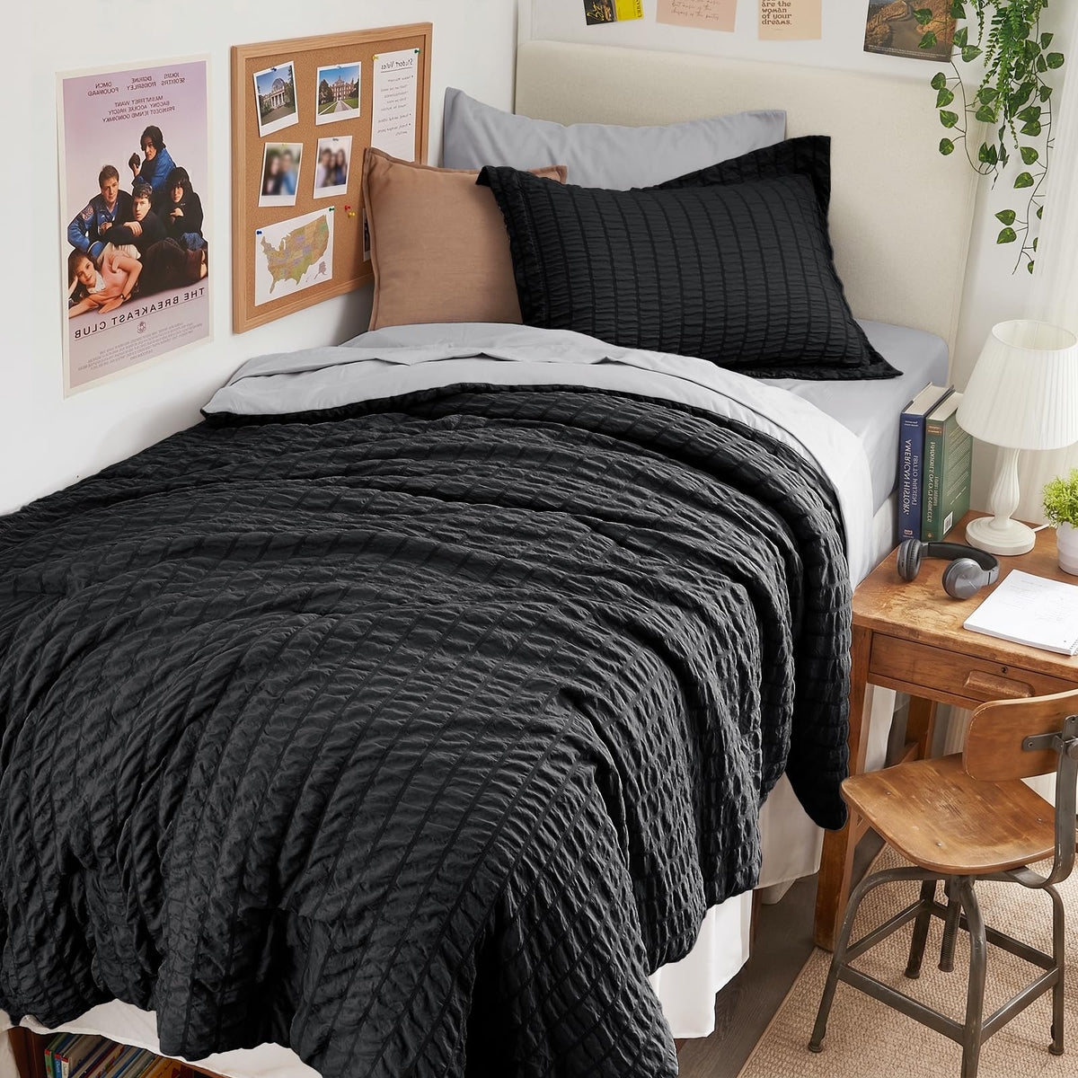 HYMOKEGE Comforter Set Seersucker 7 Pieces, All Season Luxury Bed in a Bag for Bedroom, Bedding Set with Comforters, Sheets, Pillowcases & Shams