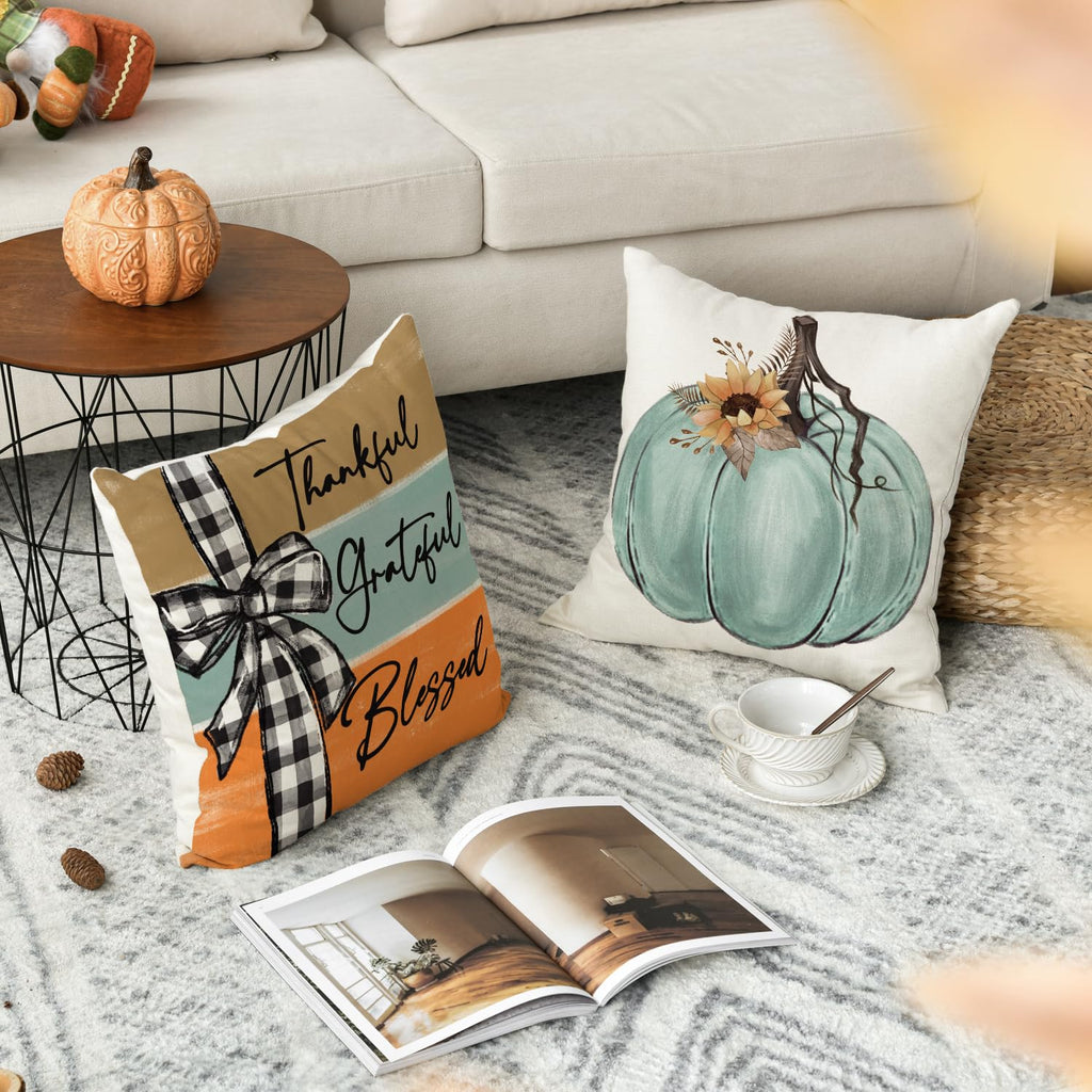 AVOIN colorlife Fall Pumpkin Pillow Covers Set of 4