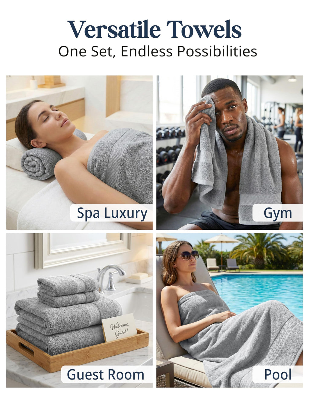 LANE LINEN 100% Ring Spun Cotton Bathroom Towel Set - 6 Piece - Soft, Quick Dry & Highly Absorbent - 2 Bath, 2 Wash Cloths, 2 Hand Towels - Ideal for Guests & Perfect for Bathroom