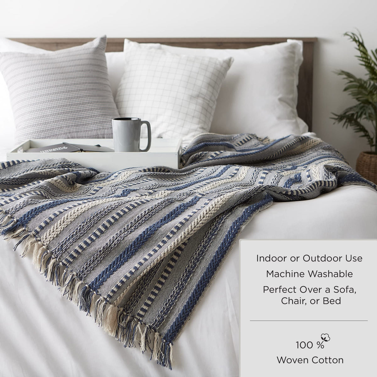 DII Braided Striped Decorative Throw Blanket