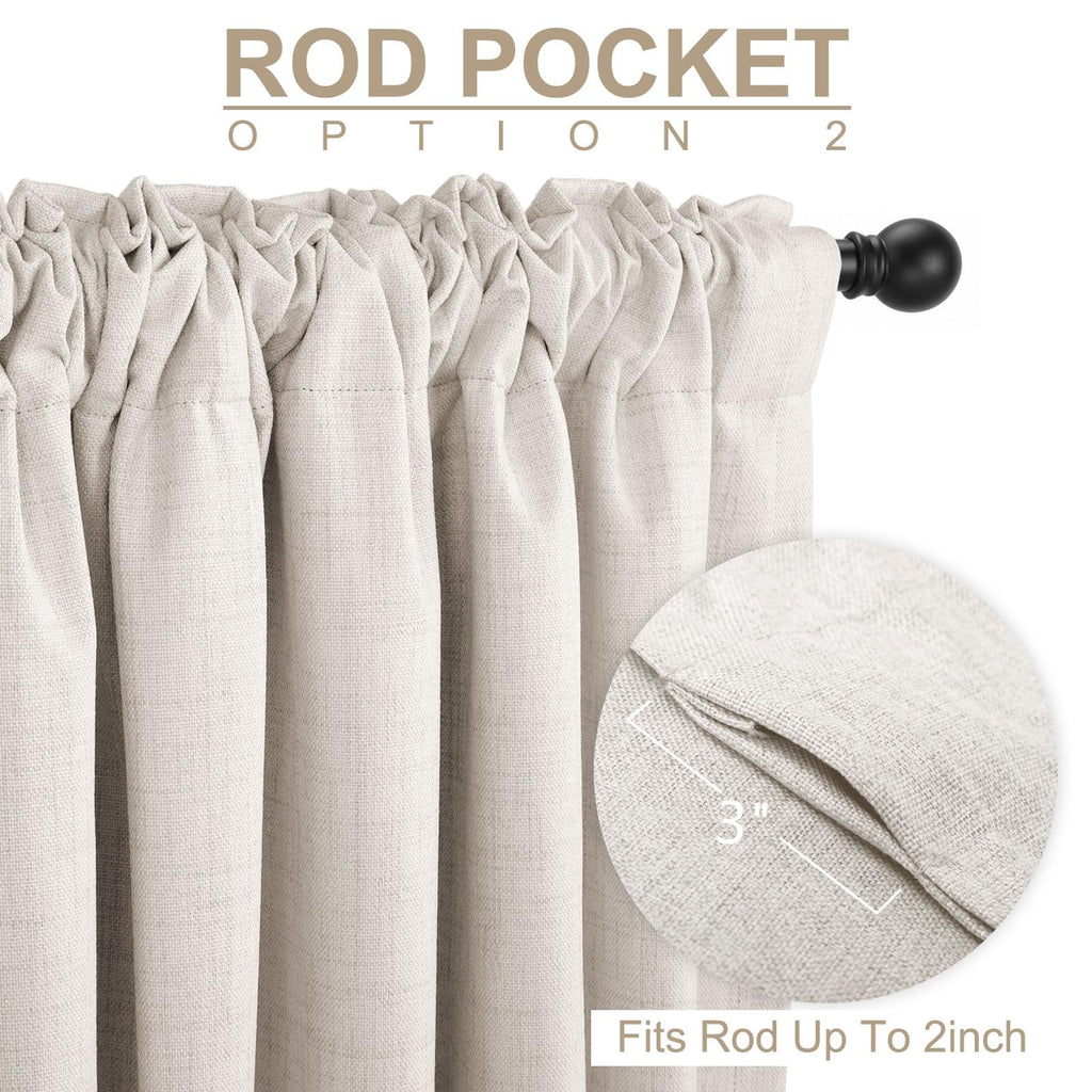 Linen Total Blackout Curtains for Bedroom Living Room