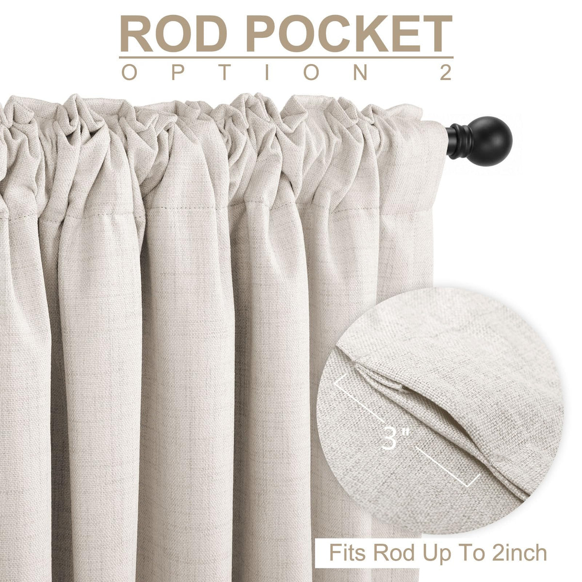 Linen Total Blackout Curtains for Bedroom Living Room