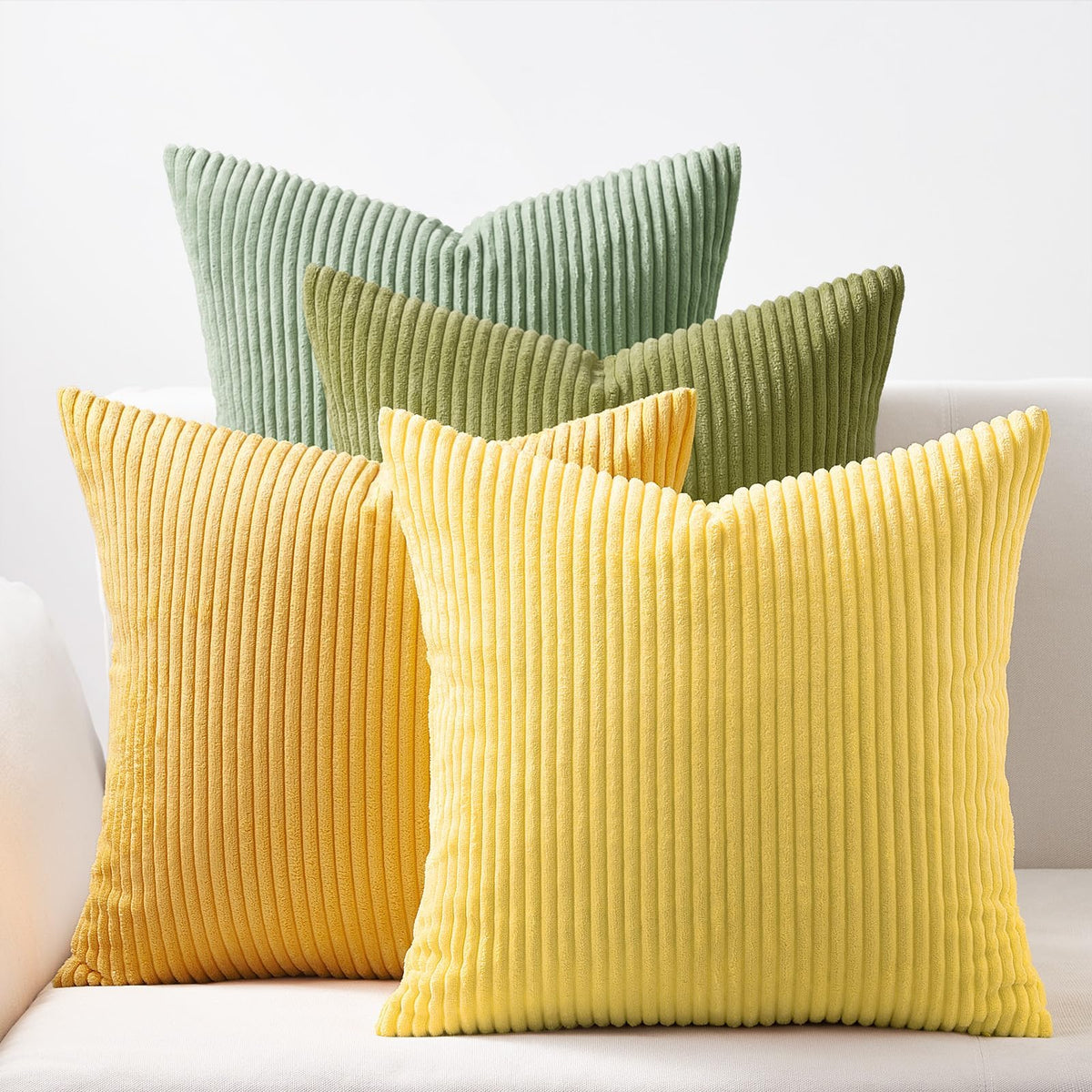 Topfinel Set of 4 Gradient Corduroy Pillow Covers