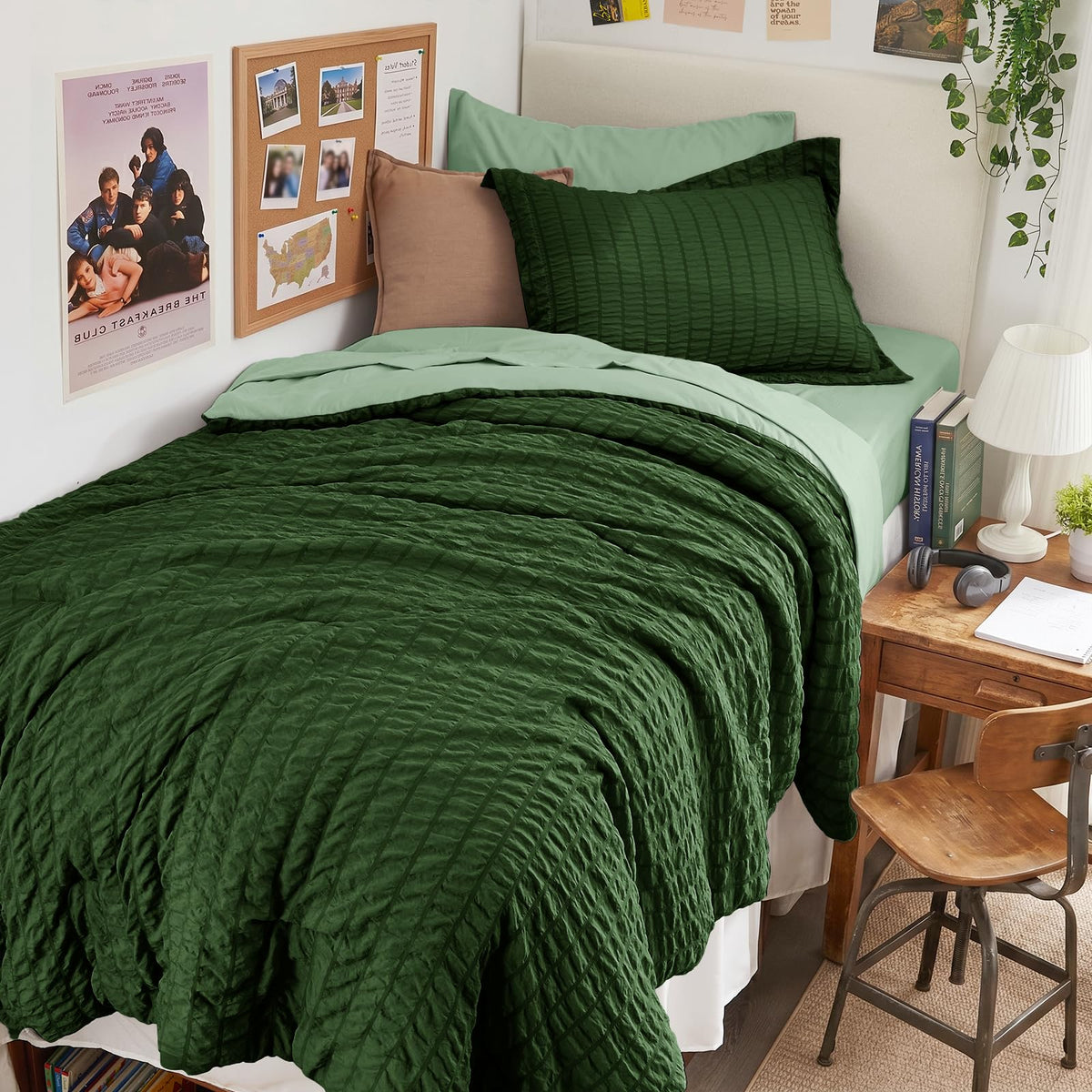 HYMOKEGE Comforter Set Seersucker 7 Pieces, All Season Luxury Bed in a Bag for Bedroom, Bedding Set with Comforters, Sheets, Pillowcases & Shams