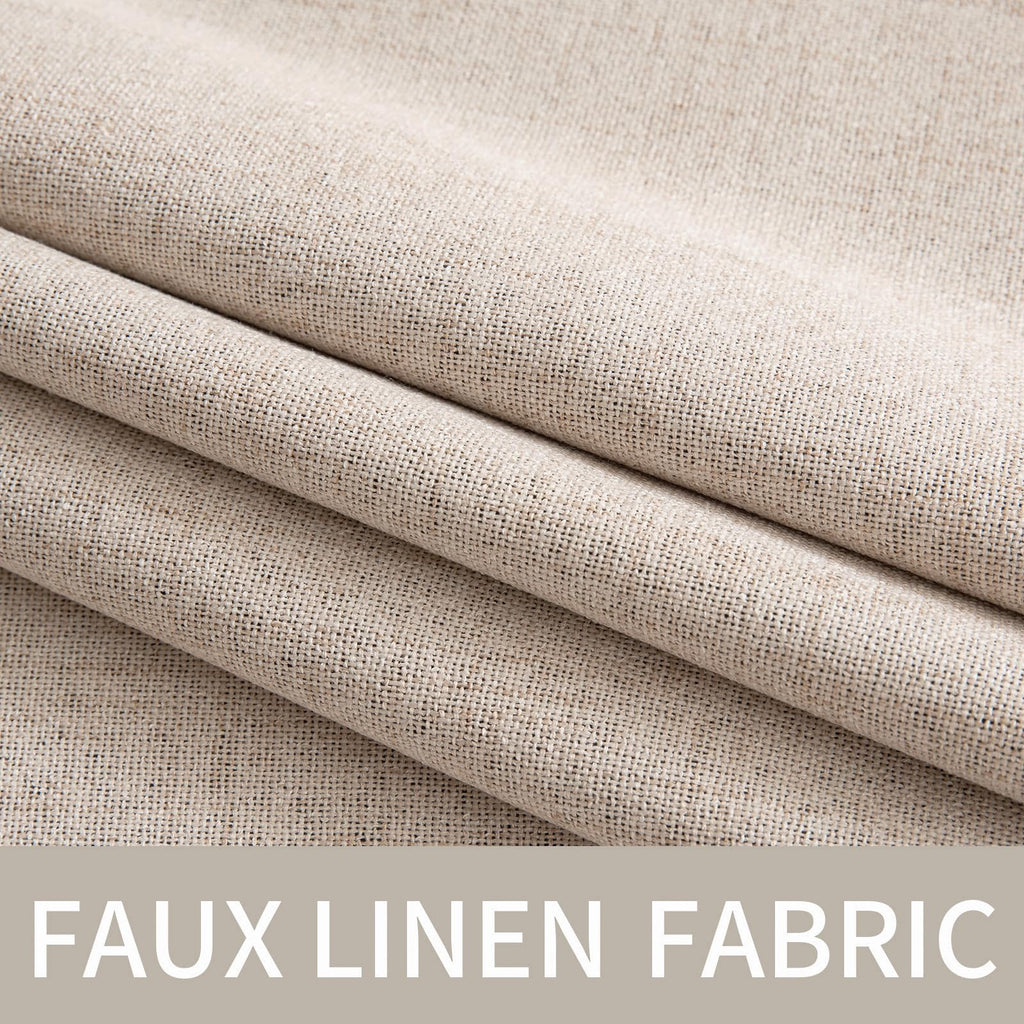 MIULEE 100% Blackout Linen Textured Curtains for Bedroom Thermal Insulated Grommet Room Darkening Drapes for Living Room