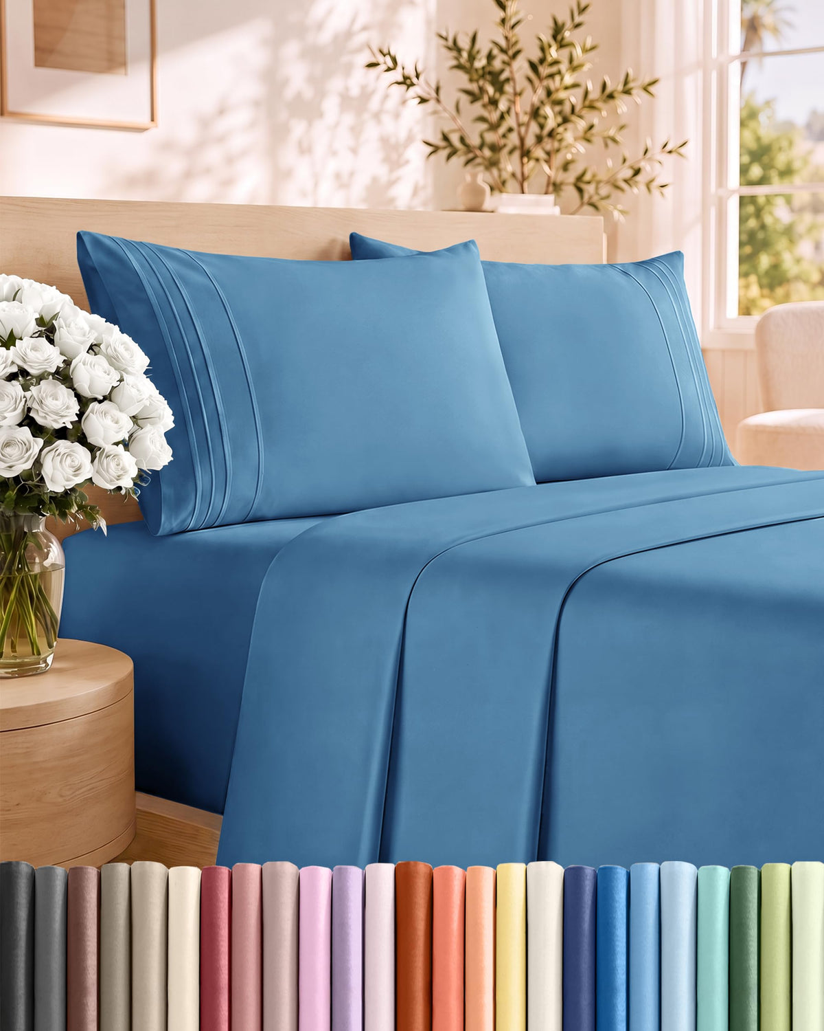 CGK Unlimited 4 Piece Sheet Set - Ultra-Soft, Breathable & Cooling Bed Sheets Set - Hotel Luxury Bedding for Women & Men with Deep Pockets - Wrinkle & Fade Free - Oeko-Tex
