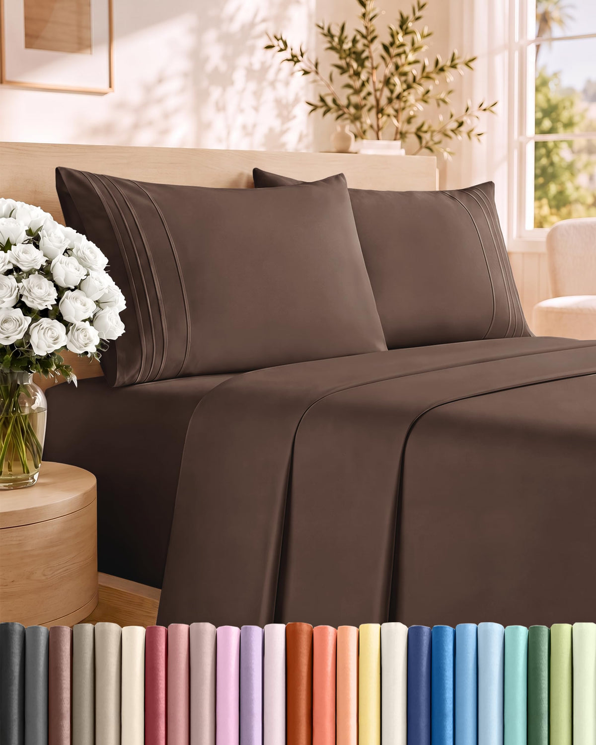 CGK Unlimited 4 Piece Sheet Set - Ultra-Soft, Breathable & Cooling Bed Sheets Set - Hotel Luxury Bedding for Women & Men with Deep Pockets - Wrinkle & Fade Free - Oeko-Tex