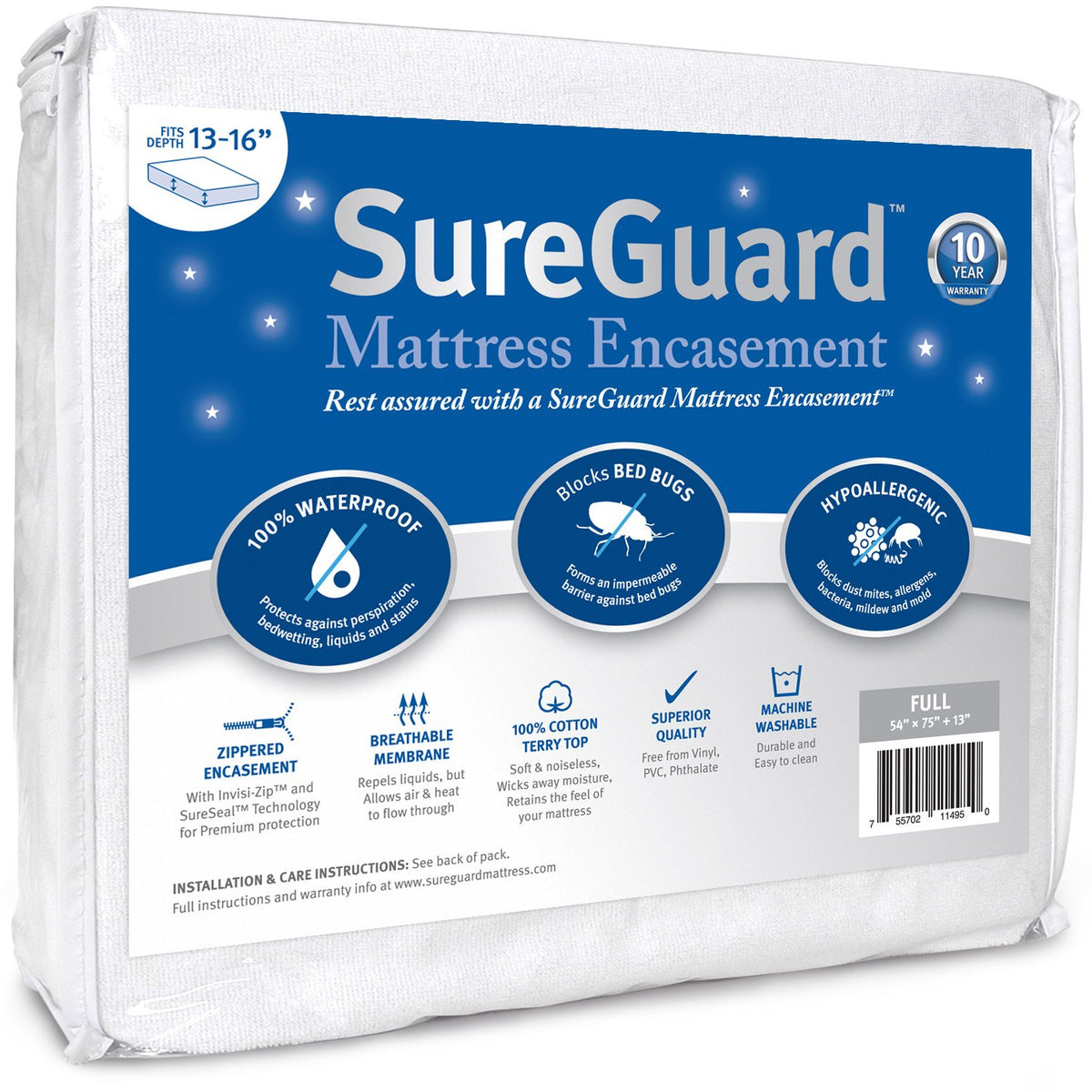 SureGuard Waterproof Bed Bug-Proof Mattress Encasement