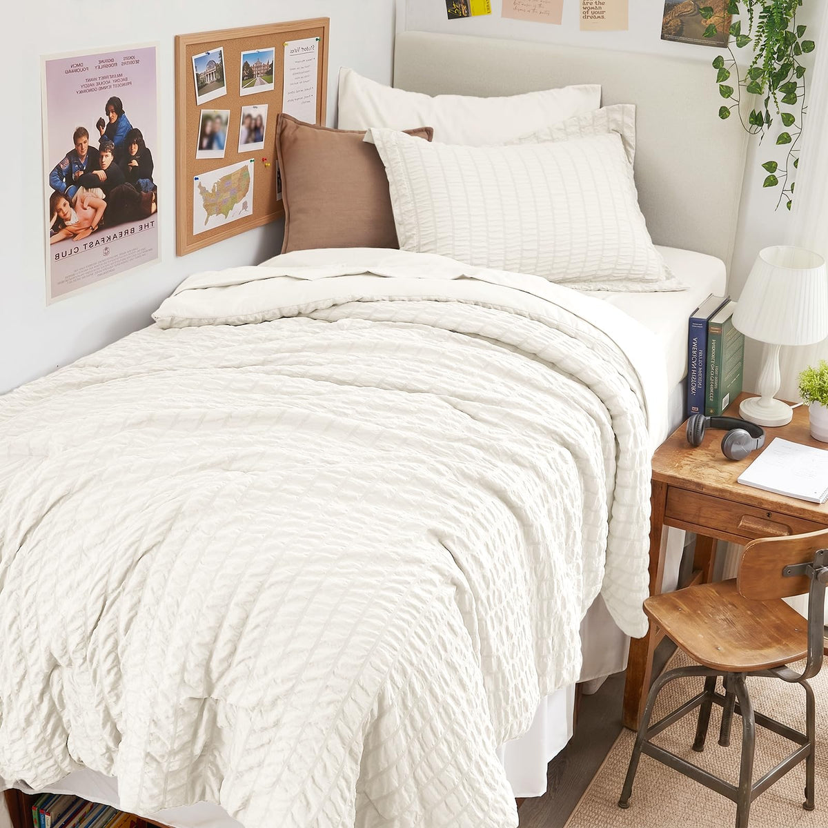 HYMOKEGE Comforter Set Seersucker 7 Pieces, All Season Luxury Bed in a Bag for Bedroom, Bedding Set with Comforters, Sheets, Pillowcases & Shams