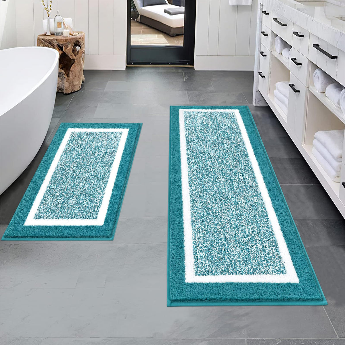 Pauwer Non-Slip Washable Bathroom Rug and Bath Mat Set