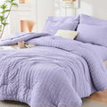 HYMOKEGE Comforter Set Seersucker 7 Pieces, All Season Luxury Bed in a Bag for Bedroom, Bedding Set with Comforters, Sheets, Pillowcases & Shams