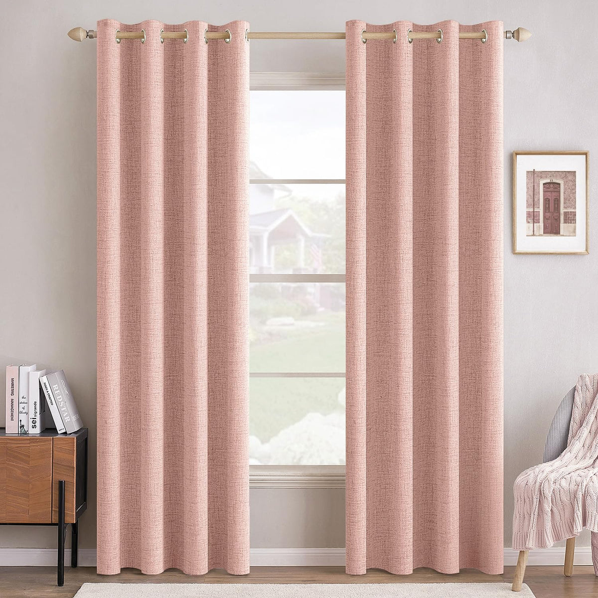 MIULEE Linen-Textured Thermal Insulated Blackout Curtains