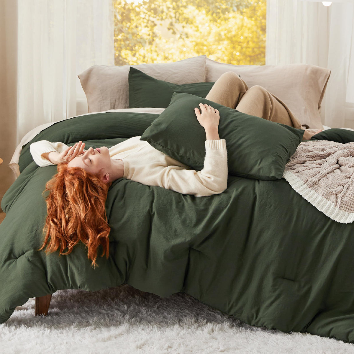Bedsure Comforter Set Prewashed Soft Bedding Set 3Pcs