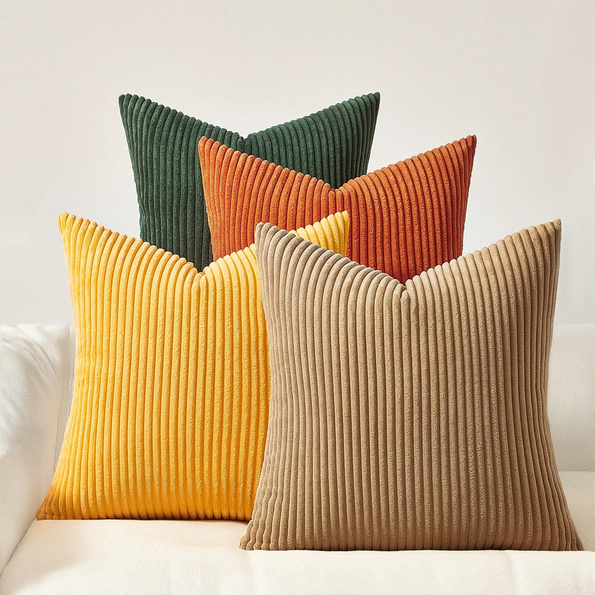 Topfinel Set of 4 Gradient Corduroy Pillow Covers