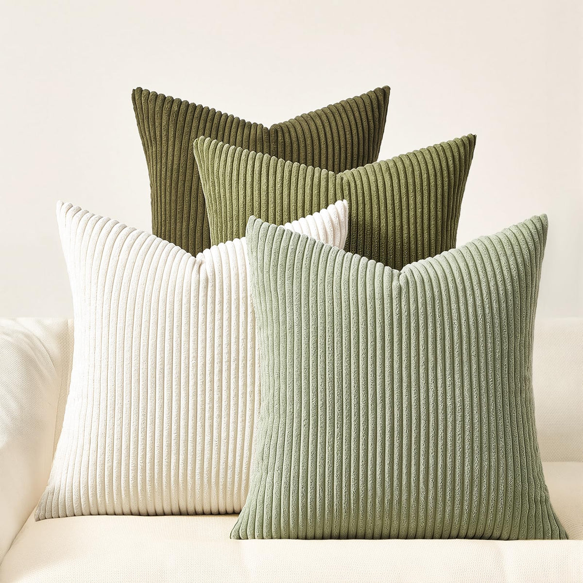 Topfinel Set of 4 Gradient Corduroy Pillow Covers