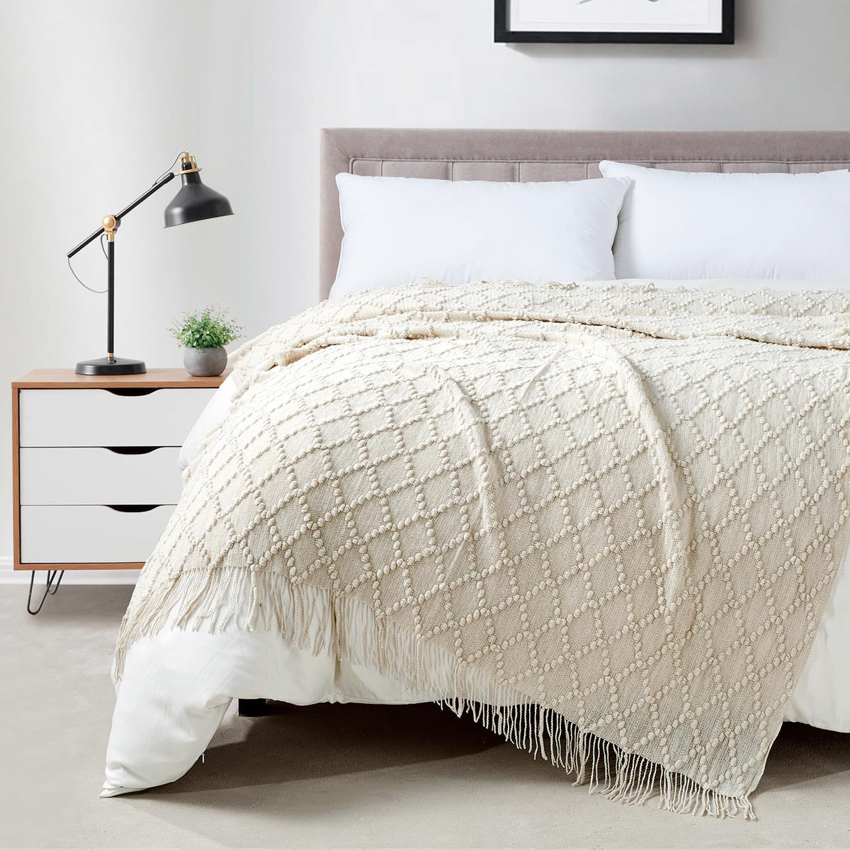 BOURINA Soft Textured Knitted Throw Blanket for Sofa