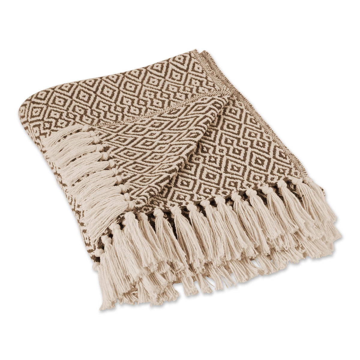 DII Rustic Farmhouse Double-Diamond Woven Throw Blanket