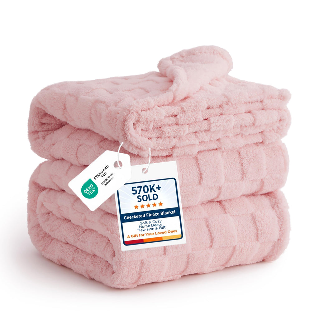 Bedsure GentleSoft Throw Blanket Checkered Fleece Blankets