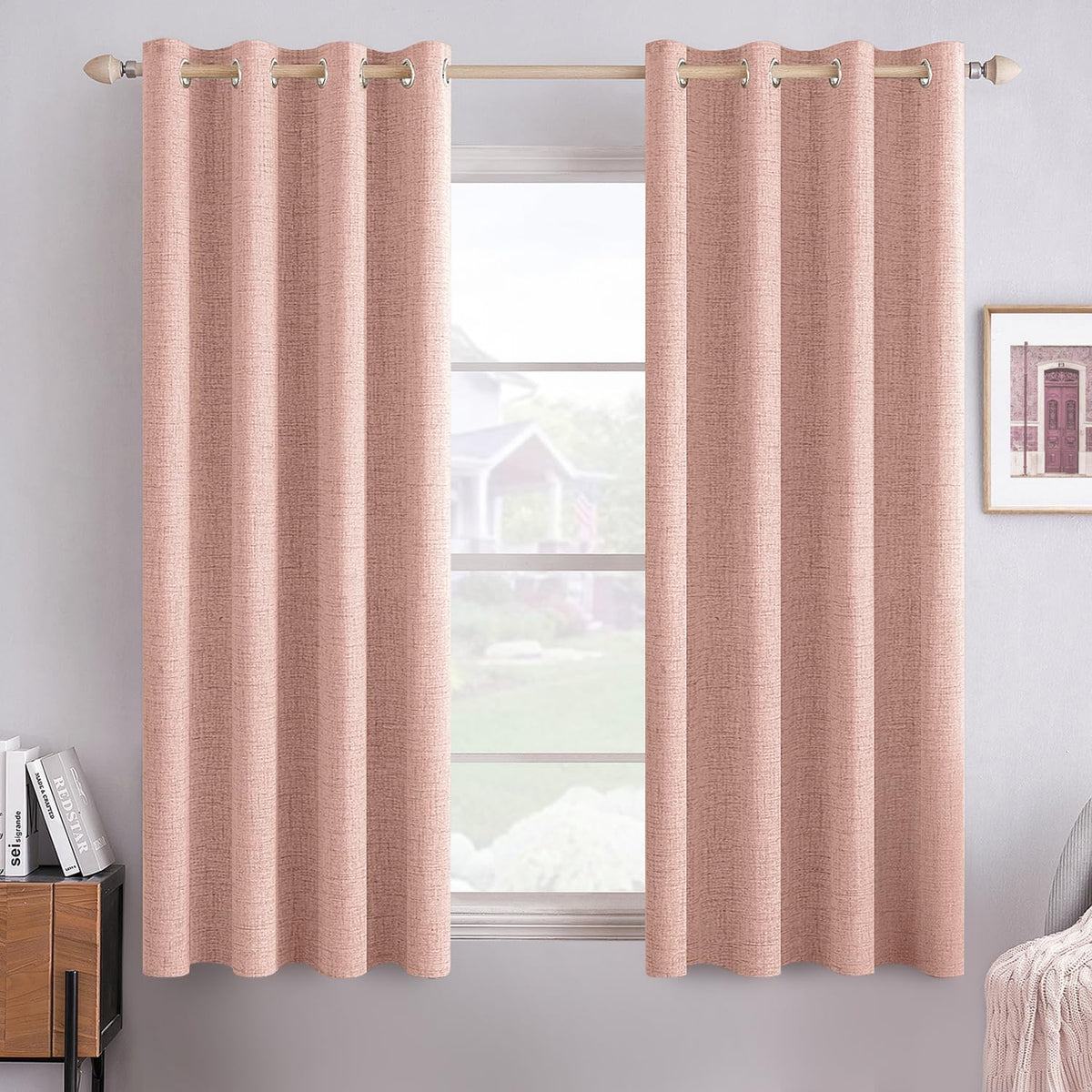 MIULEE Linen-Textured Thermal Insulated Blackout Curtains