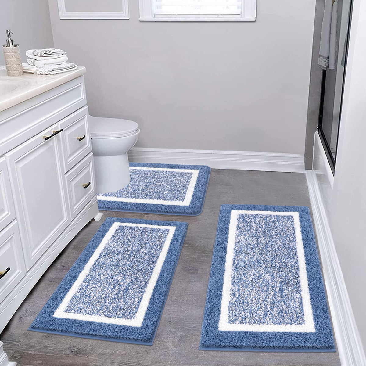Pauwer Non-Slip Washable Bathroom Rug and Bath Mat Set